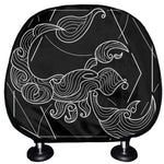 Black And White Scorpio Sign Print Car Headrest Covers