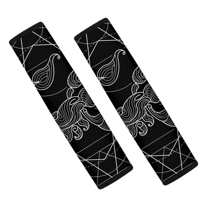 Black And White Scorpio Sign Print Car Seat Belt Covers