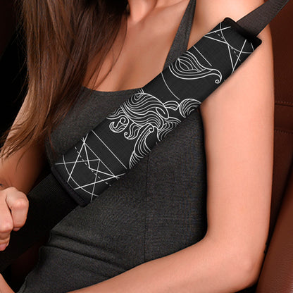 Black And White Scorpio Sign Print Car Seat Belt Covers