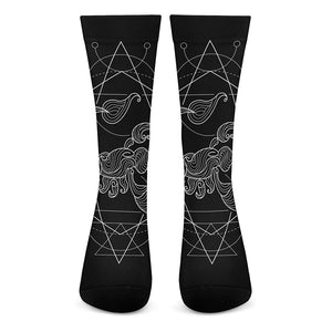 Black And White Scorpio Sign Print Crew Socks