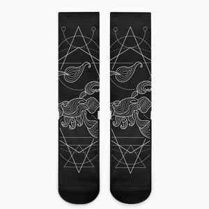 Black And White Scorpio Sign Print Crew Socks