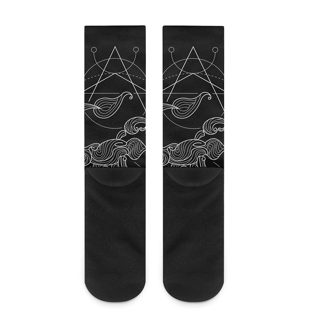 Black And White Scorpio Sign Print Crew Socks