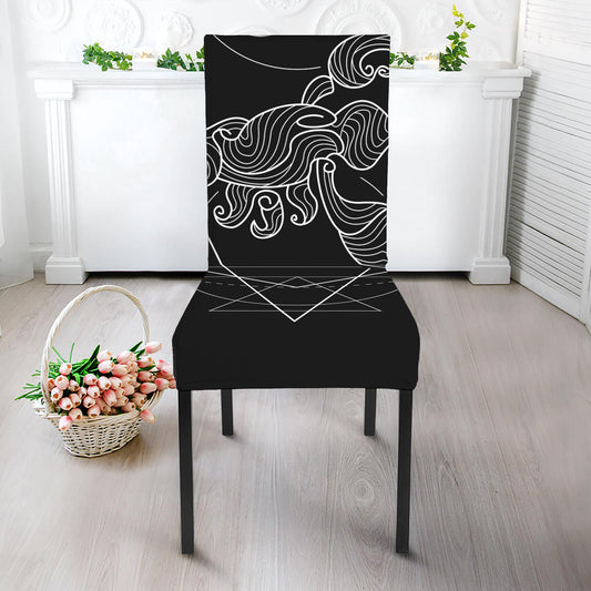 Black And White Scorpio Sign Print Dining Chair Slipcover