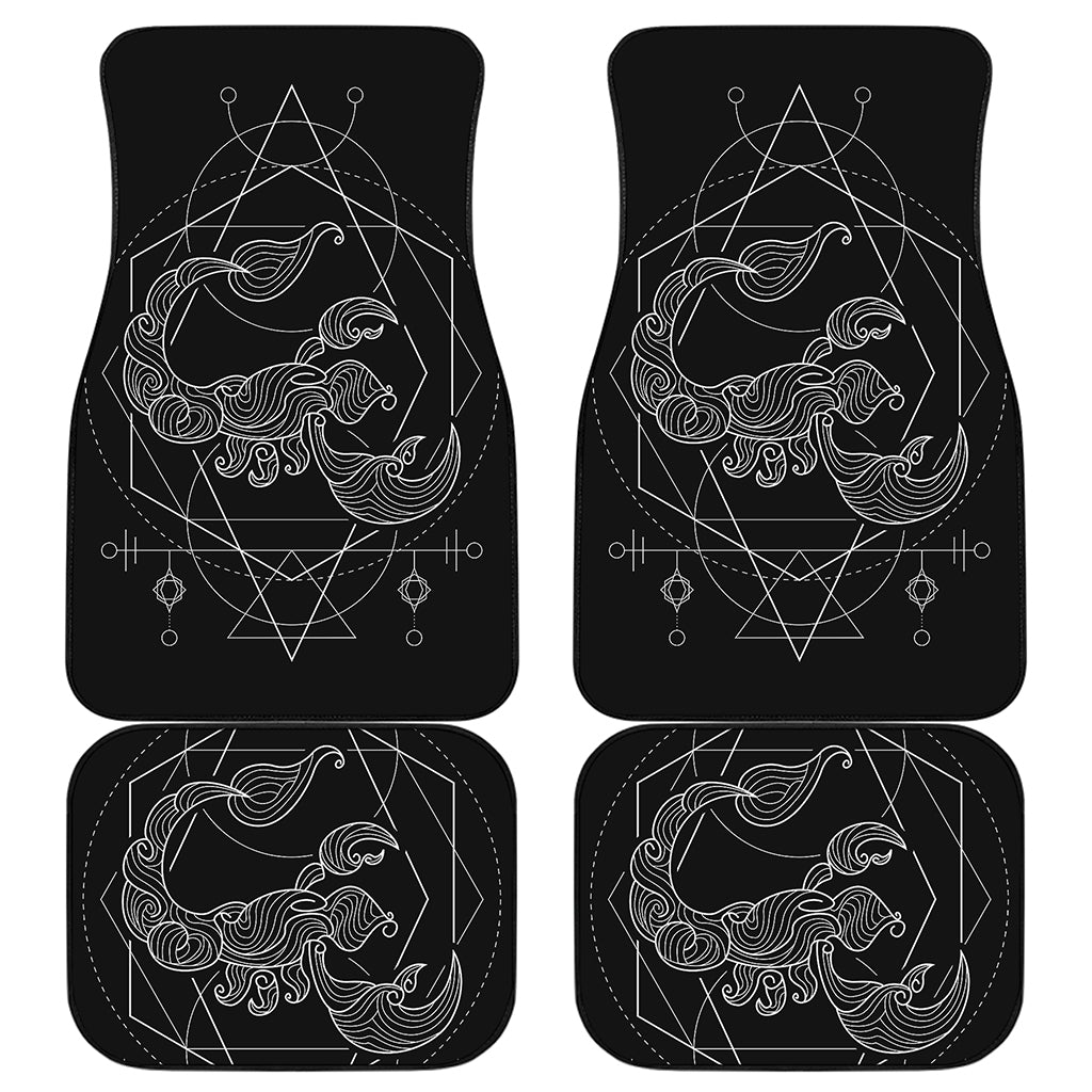 Black And White Scorpio Sign Print Front and Back Car Floor Mats