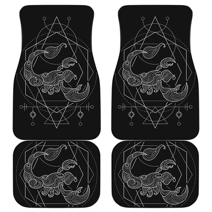 Black And White Scorpio Sign Print Front and Back Car Floor Mats