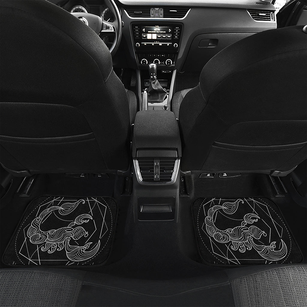 Black And White Scorpio Sign Print Front and Back Car Floor Mats