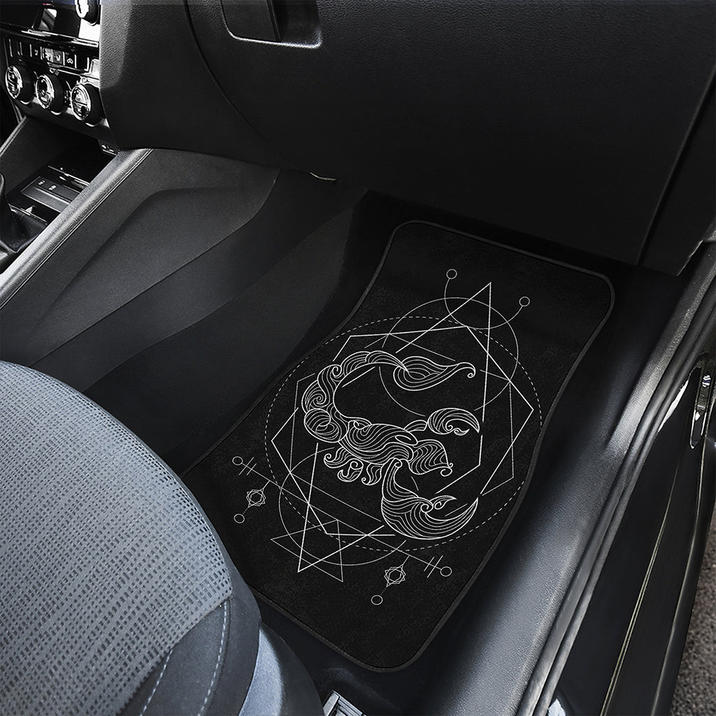 Black And White Scorpio Sign Print Front and Back Car Floor Mats