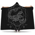 Black And White Scorpio Sign Print Hooded Blanket