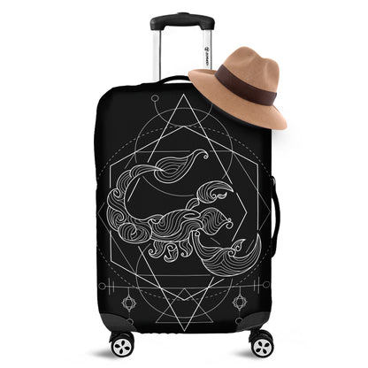 Black And White Scorpio Sign Print Luggage Cover