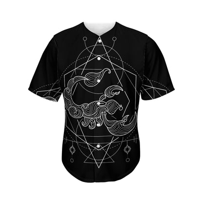Black And White Scorpio Sign Print Men's Baseball Jersey