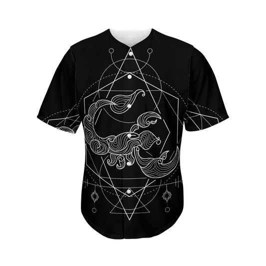 Black And White Scorpio Sign Print Men's Baseball Jersey