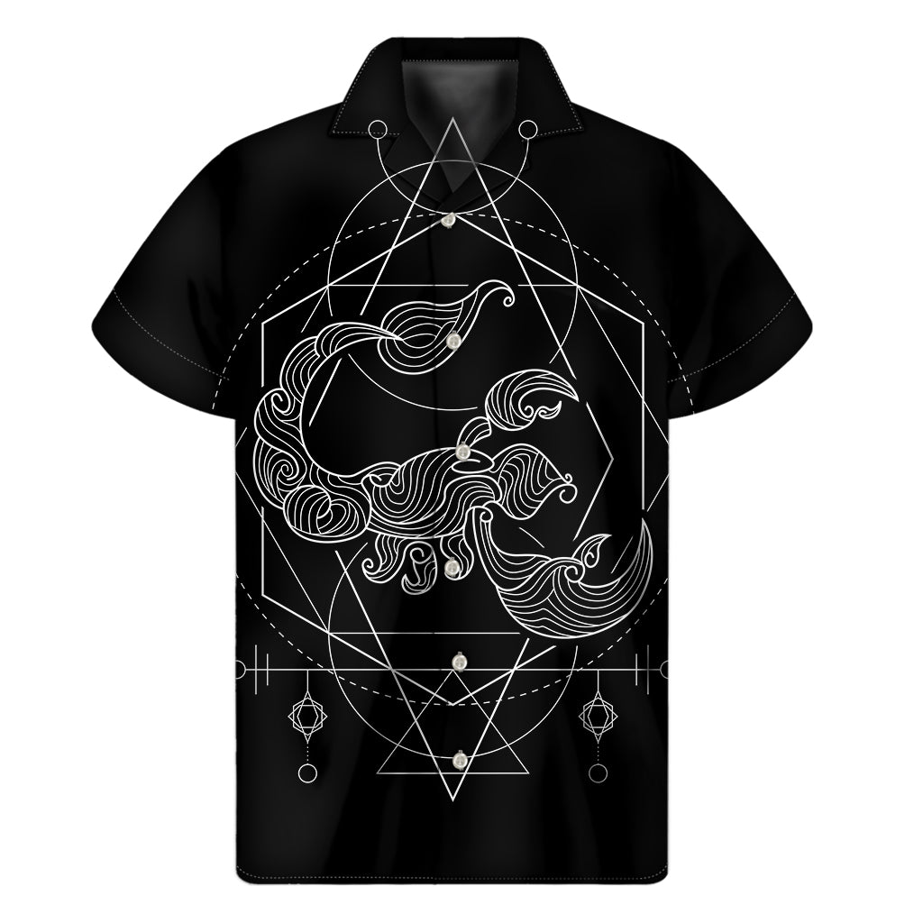 Black And White Scorpio Sign Print Men's Short Sleeve Shirt