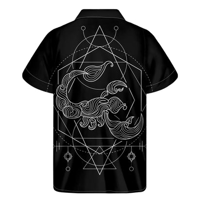 Black And White Scorpio Sign Print Men's Short Sleeve Shirt