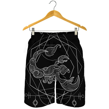 Black And White Scorpio Sign Print Men's Shorts