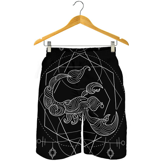 Black And White Scorpio Sign Print Men's Shorts