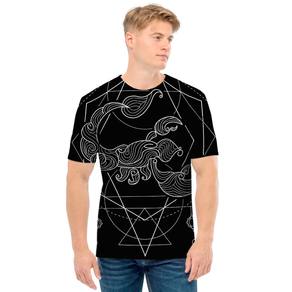 Black And White Scorpio Sign Print Men's T-Shirt