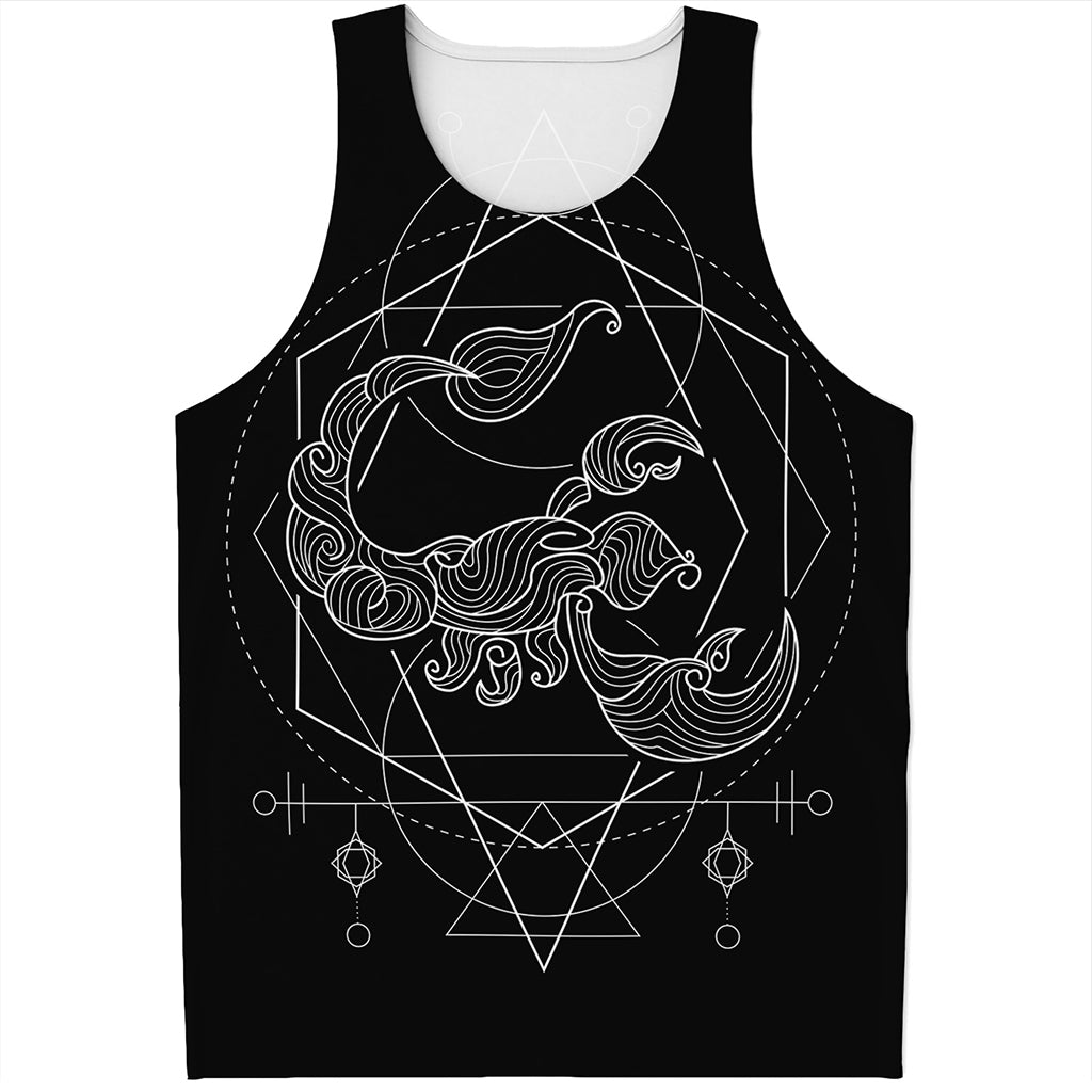 Black And White Scorpio Sign Print Men's Tank Top