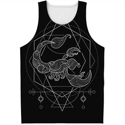 Black And White Scorpio Sign Print Men's Tank Top