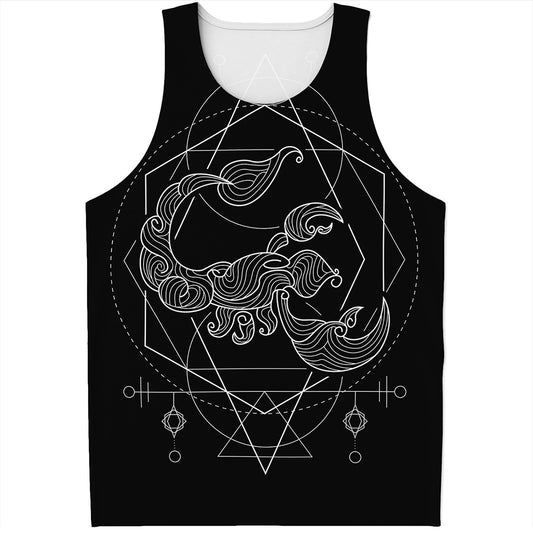 Black And White Scorpio Sign Print Men's Tank Top