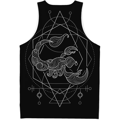 Black And White Scorpio Sign Print Men's Tank Top