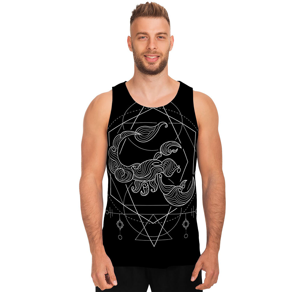 Black And White Scorpio Sign Print Men's Tank Top