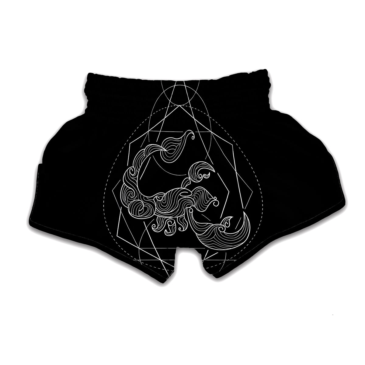 Black And White Scorpio Sign Print Muay Thai Boxing Shorts