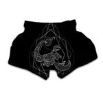 Black And White Scorpio Sign Print Muay Thai Boxing Shorts