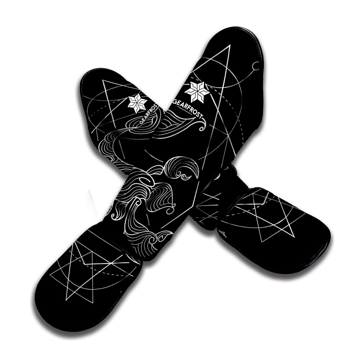 Black And White Scorpio Sign Print Muay Thai Shin Guard