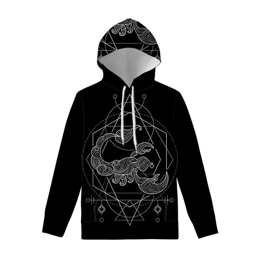 Black And White Scorpio Sign Print Pullover Hoodie