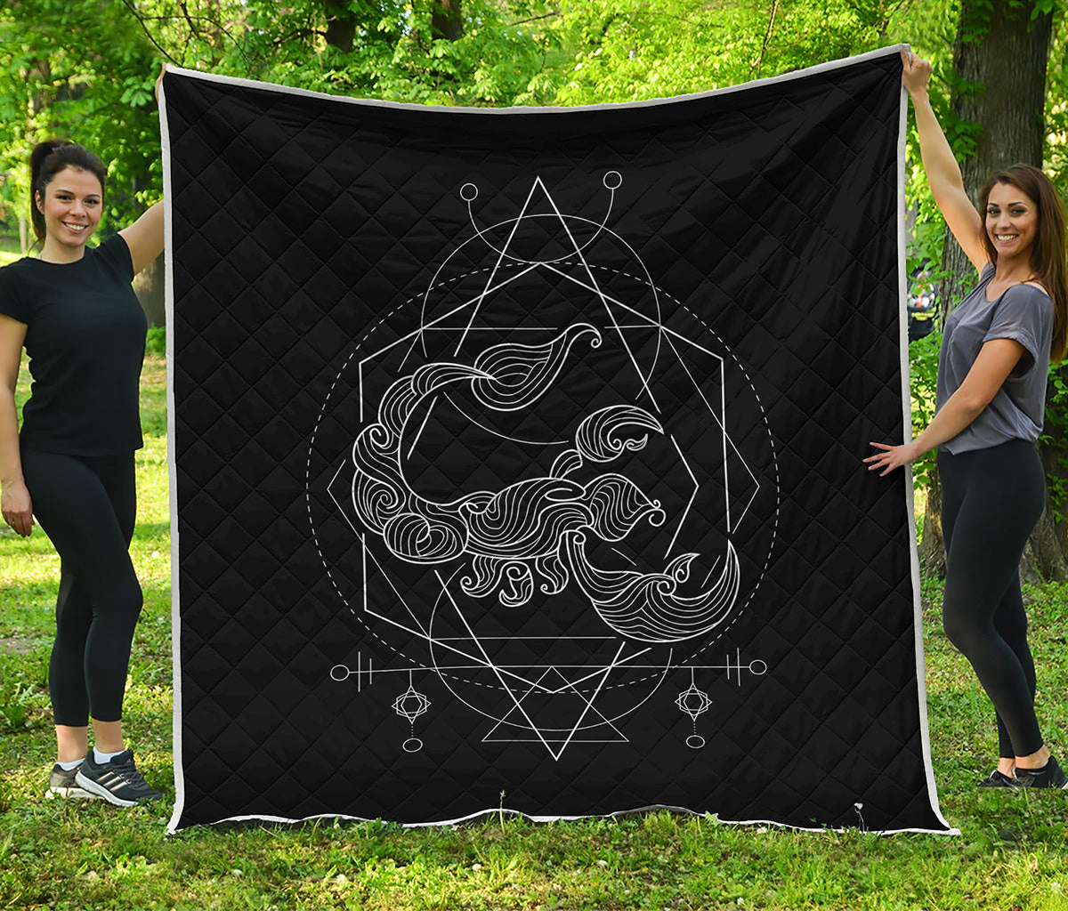 Black And White Scorpio Sign Print Quilt