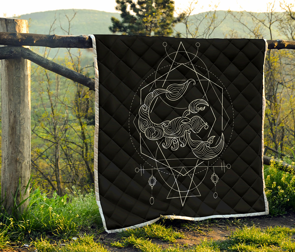Black And White Scorpio Sign Print Quilt