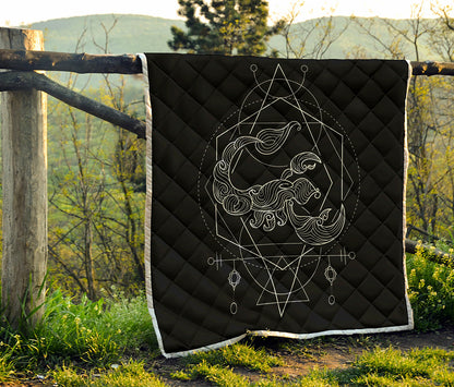 Black And White Scorpio Sign Print Quilt
