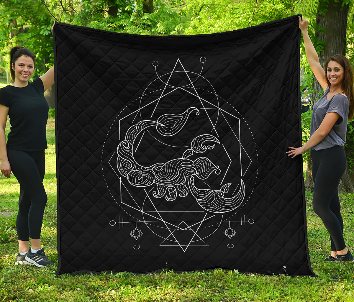 Black And White Scorpio Sign Print Quilt