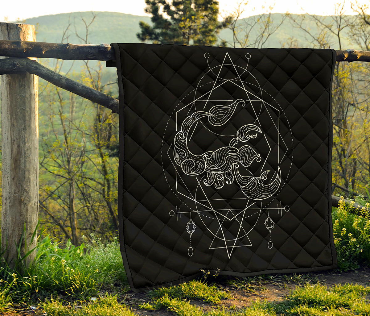 Black And White Scorpio Sign Print Quilt