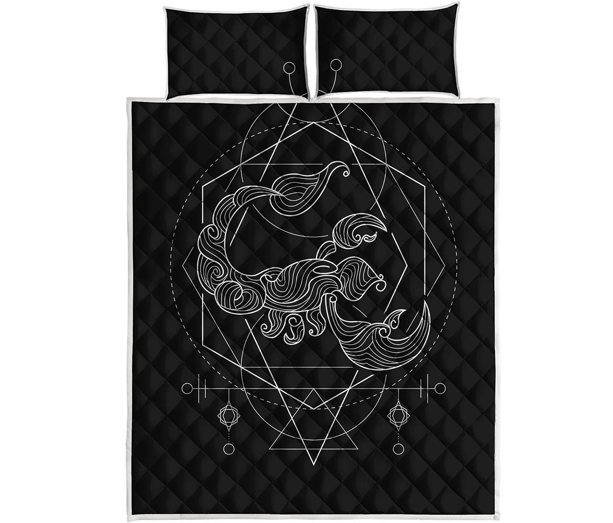 Black And White Scorpio Sign Print Quilt Bed Set