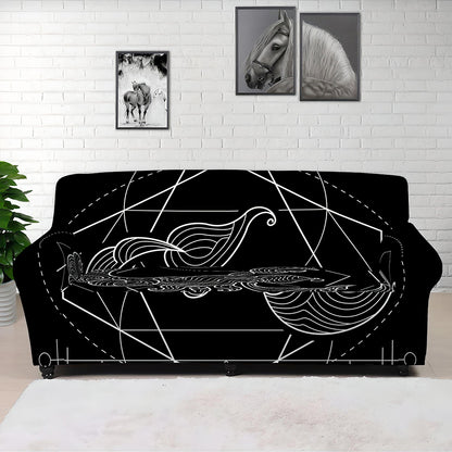 Black And White Scorpio Sign Print Sofa Cover