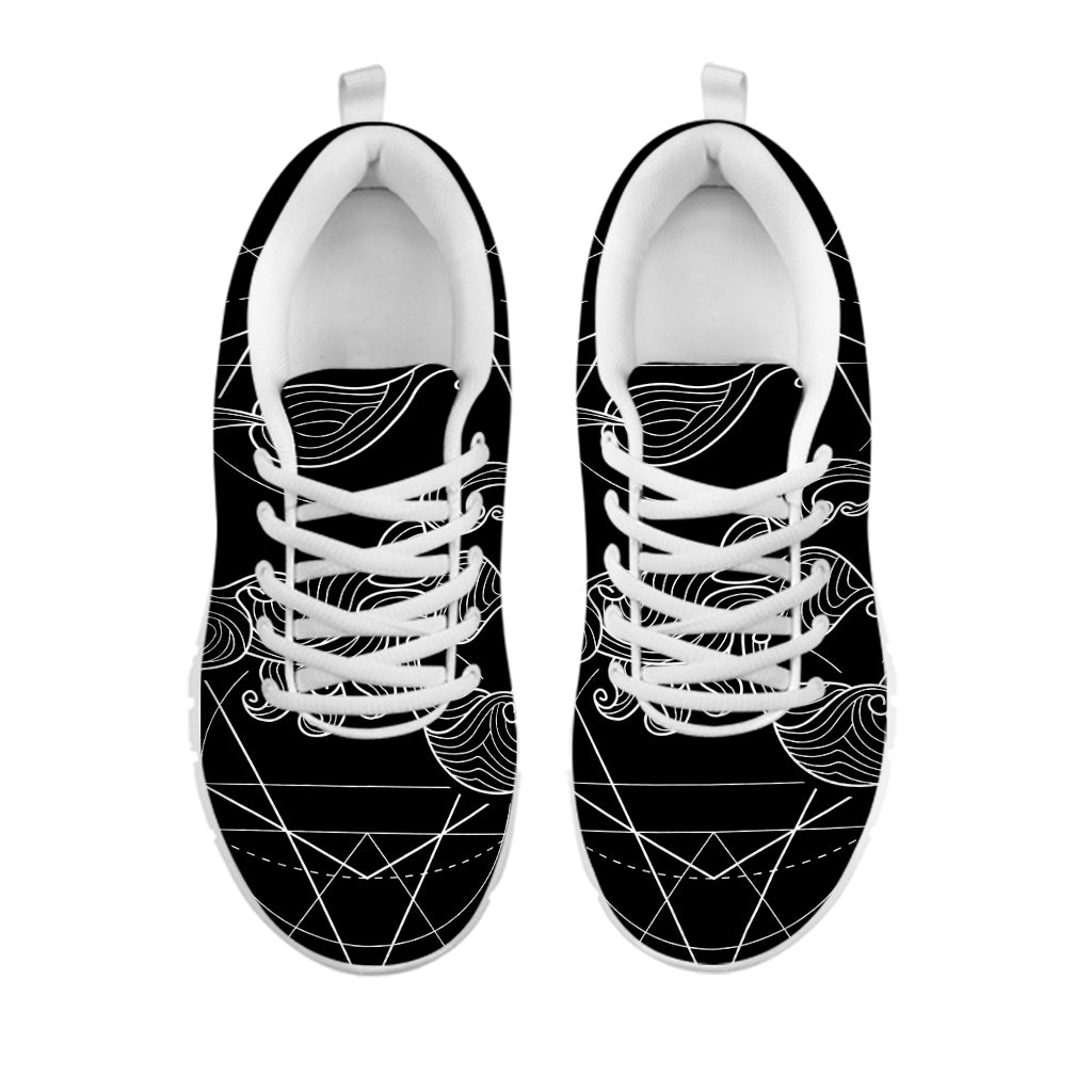 Black And White Scorpio Sign Print White Sneakers