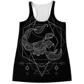 Black And White Scorpio Sign Print Women's Racerback Tank Top