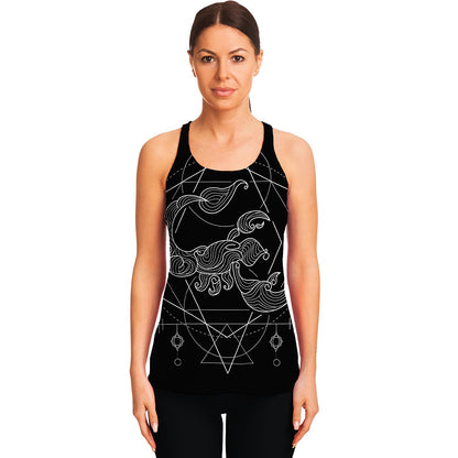 Black And White Scorpio Sign Print Women's Racerback Tank Top