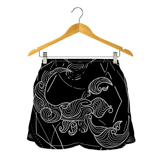 Black And White Scorpio Sign Print Women's Shorts