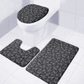 Black And White Sea Turtle Pattern Print 3 Piece Bath Mat Set