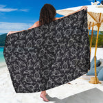 Black And White Sea Turtle Pattern Print Beach Sarong Wrap