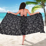 Black And White Sea Turtle Pattern Print Beach Sarong Wrap