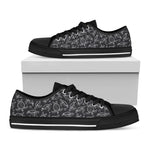 Black And White Sea Turtle Pattern Print Black Low Top Shoes