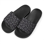 Black And White Sea Turtle Pattern Print Black Slide Sandals