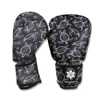 Black And White Sea Turtle Pattern Print Boxing Gloves