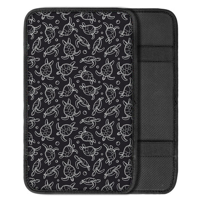 Black And White Sea Turtle Pattern Print Car Center Console Cover