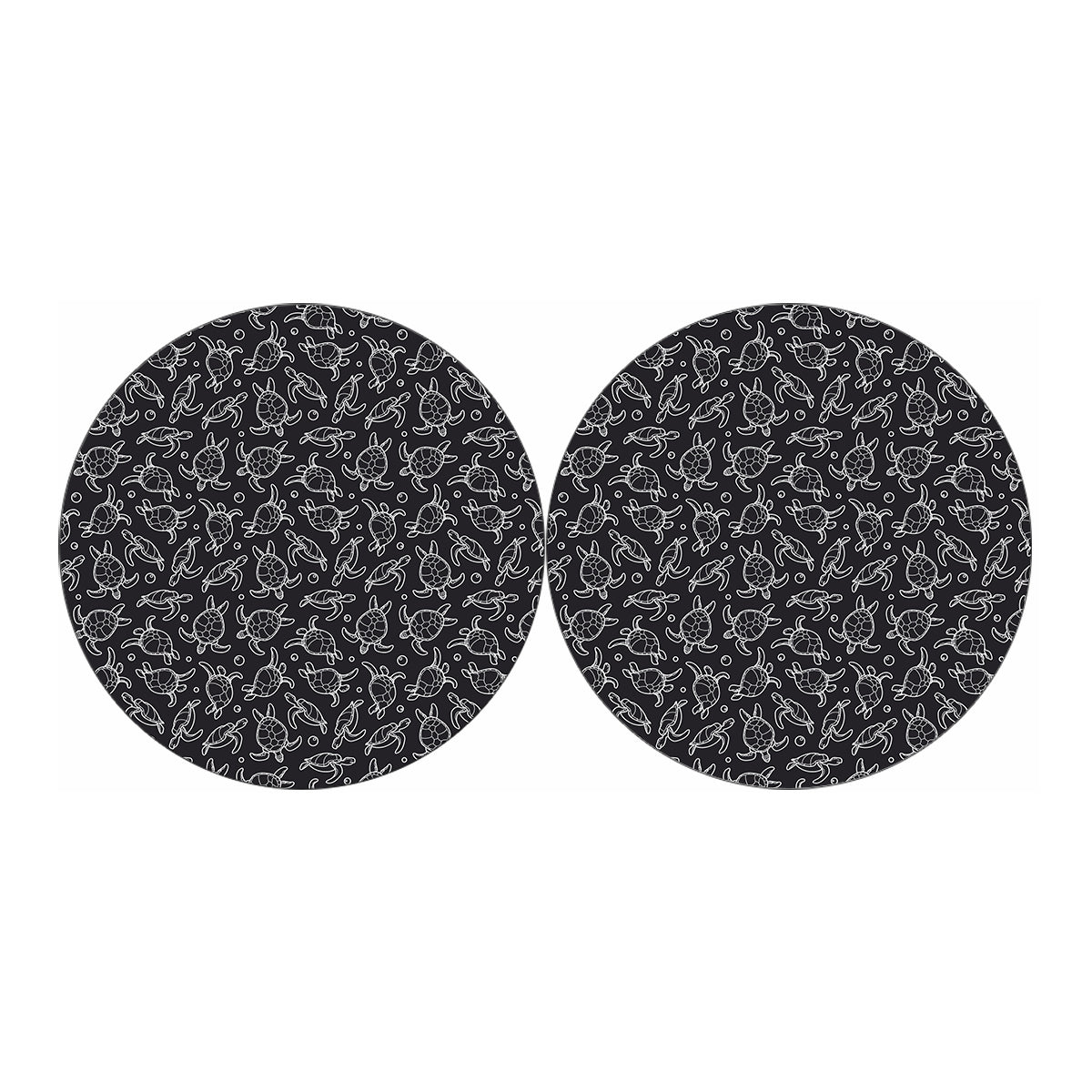 Black And White Sea Turtle Pattern Print Car Coasters