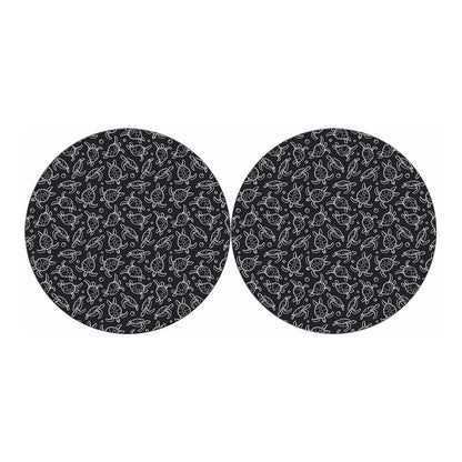 Black And White Sea Turtle Pattern Print Car Coasters