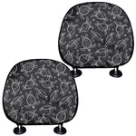 Black And White Sea Turtle Pattern Print Car Headrest Covers